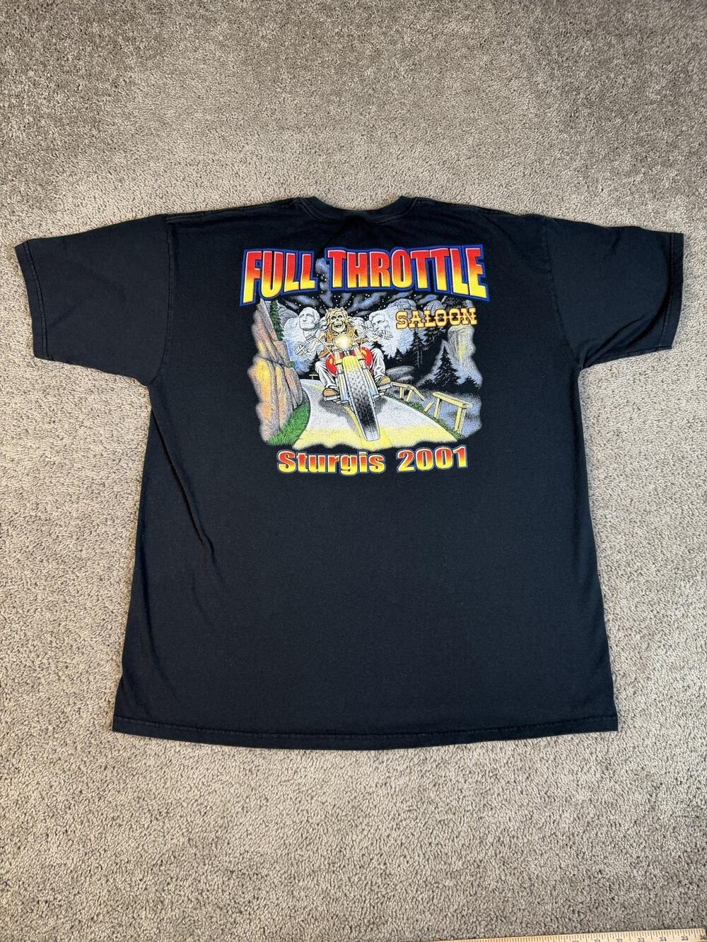 Vintage 2001 Sturgis Shirt Mens 2XL Full Throttle Saloon Skeleton Biker Graphic